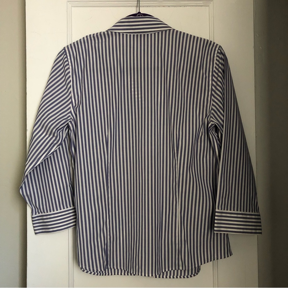 Talbots Wrinkle Resistant Stretch Striped Buttondown Shirt Navy White NWOT 10p - Picture 6 of 6
